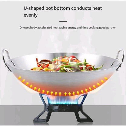 Thickening aluminium two sided handle wok frying pan. - Master Supplies