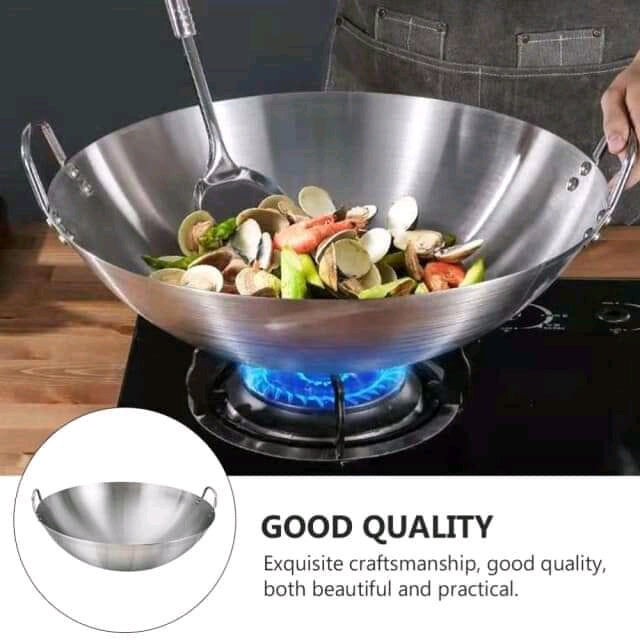 Thickening aluminium two sided handle wok frying pan. - Master Supplies