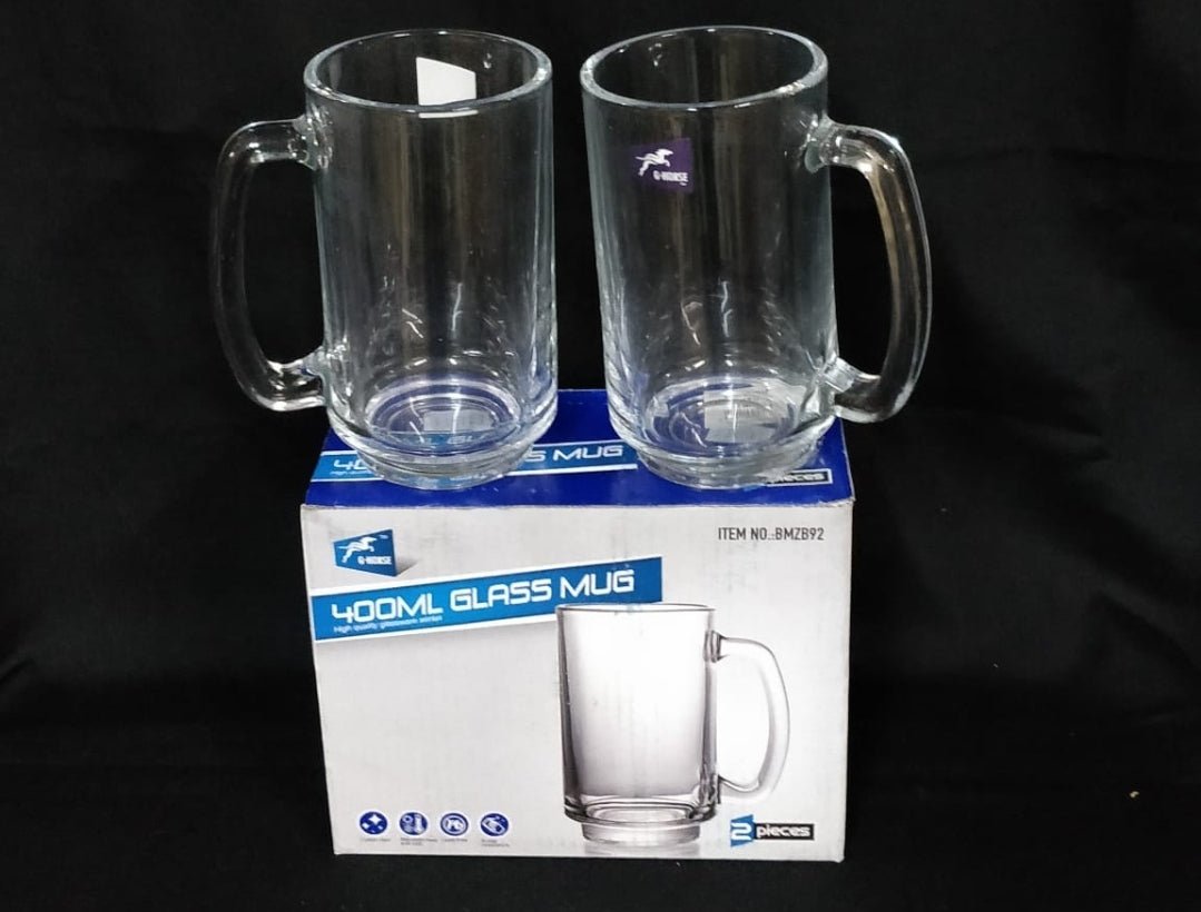 2 pieces Glass beer mug 400ml - MASTER SUPPLIES