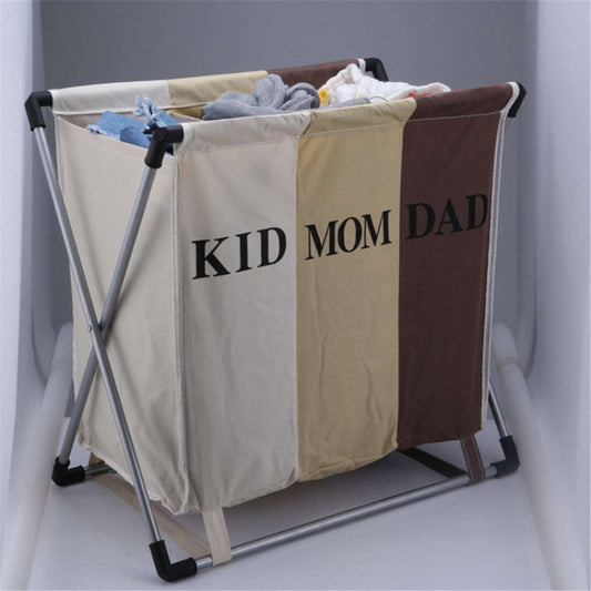 3 compartment foldable Laundry Basket