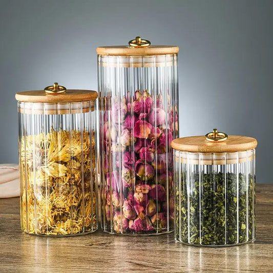 3pcs Glass Storage Jars  - MASTER SUPPLIES