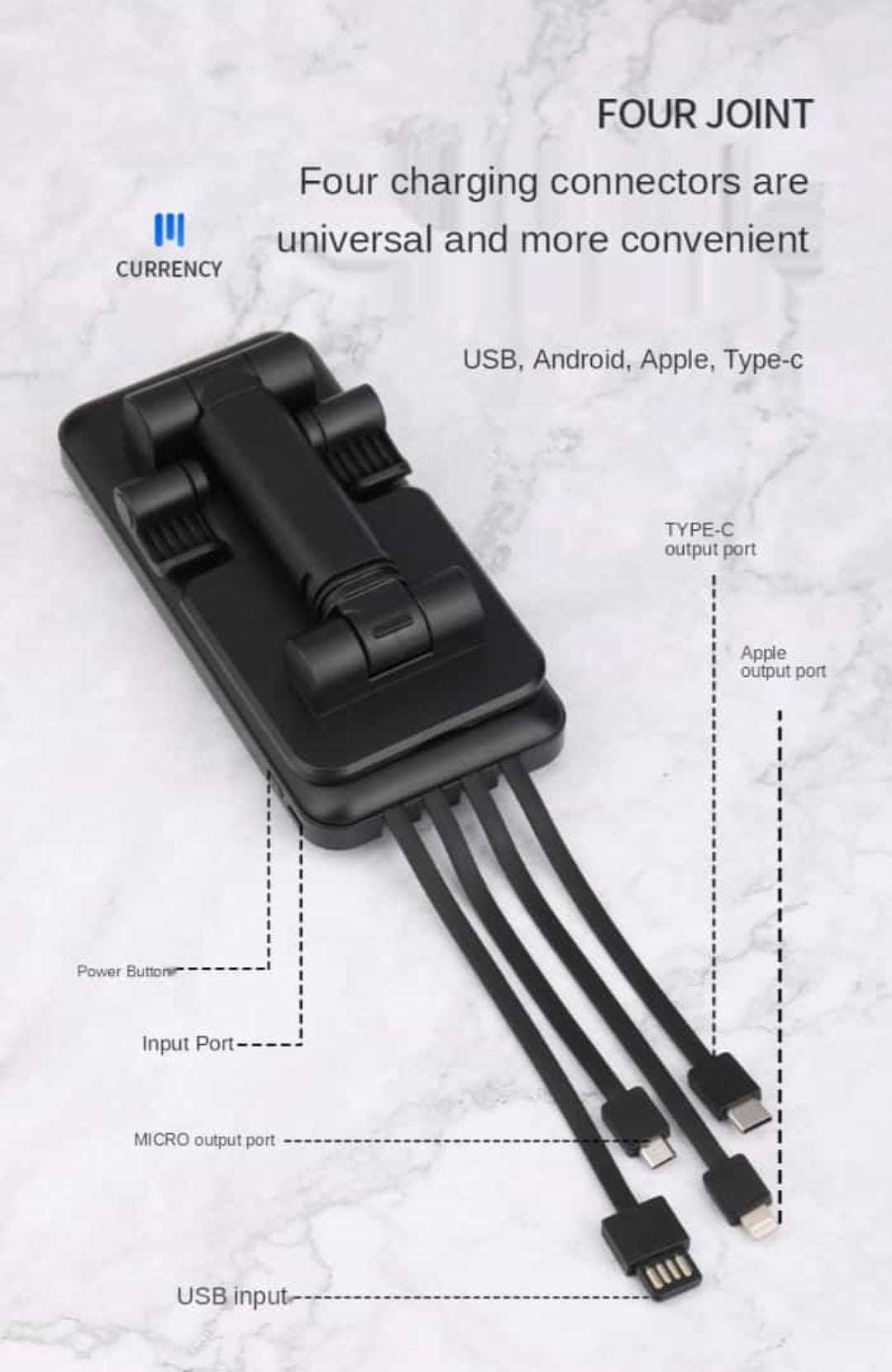 4 in 1 powerbank with cables and phone holder - MASTER SUPPLIES