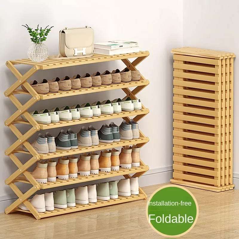 6-Tier Brown Bamboo Shoe Rack - MASTER SUPPLIES