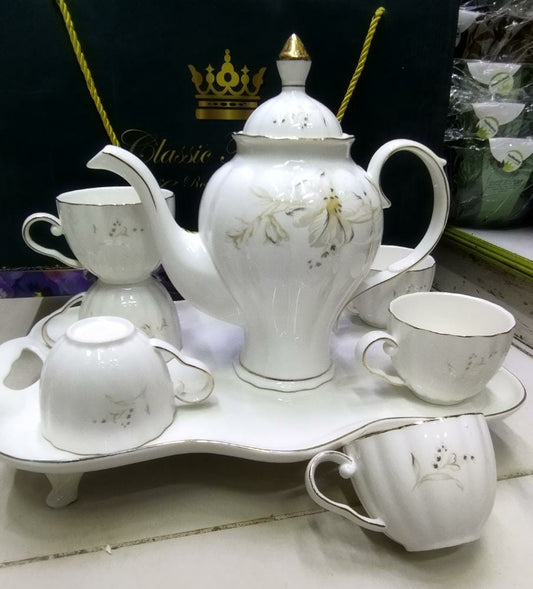 8 pcs teaset white flowered - MASTER SUPPLIES