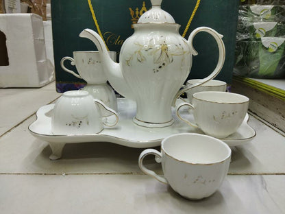 8 pcs teaset white flowered - MASTER SUPPLIES