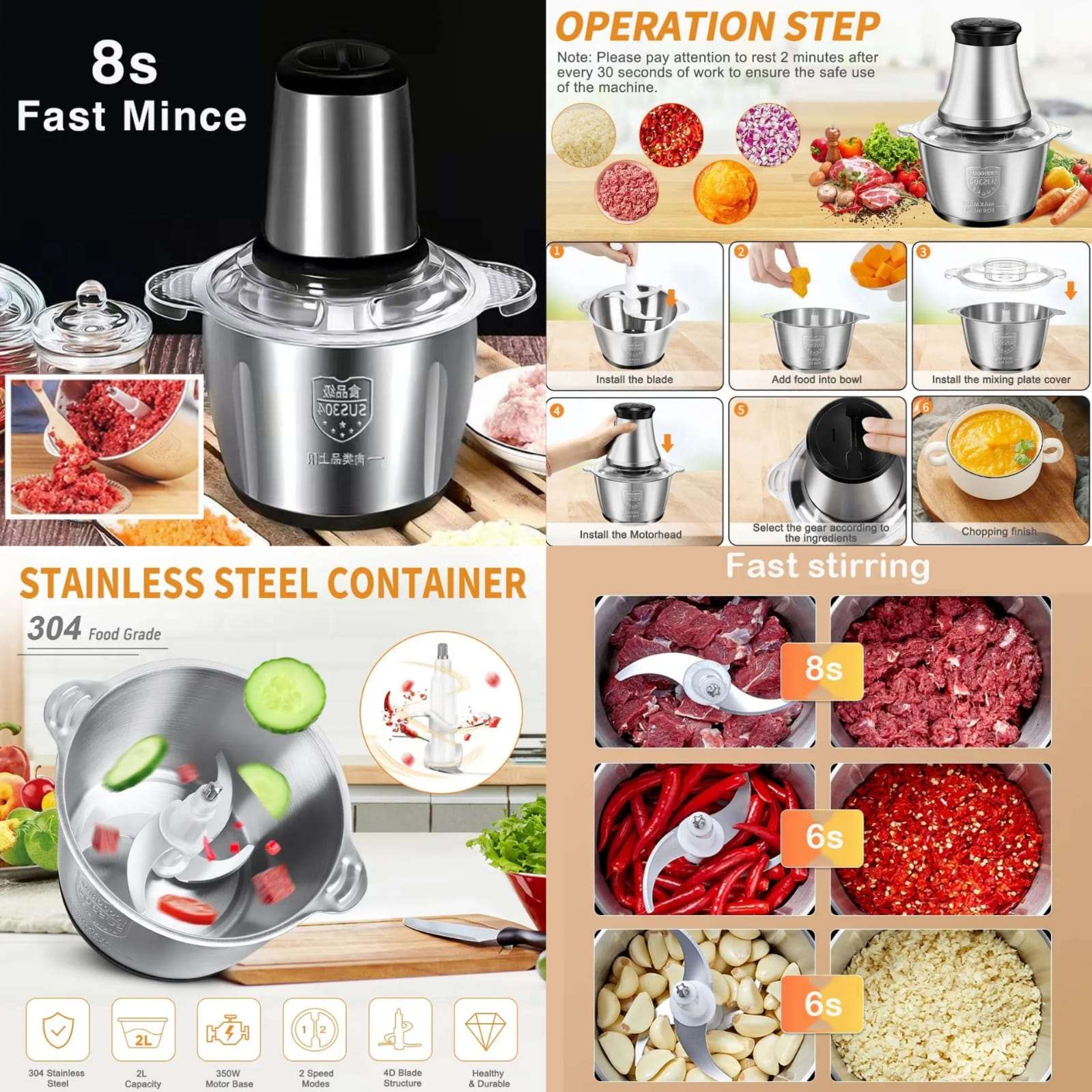 8Ltr 2000W Electric Meat/Vegetable cutter/Chopper - MASTER SUPPLIES