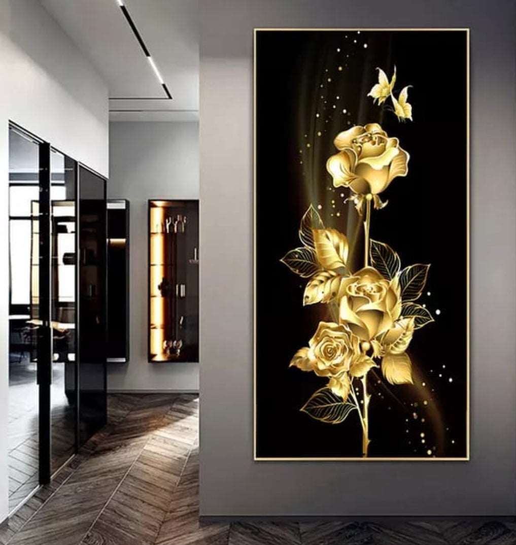 90cm 5D Diamond Painting Golden Rose Flower - MASTER SUPPLIES