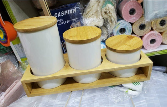 Ceramic wooden tray canister - MASTER SUPPLIES