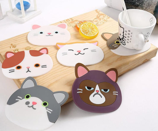 Cup pad mats with cat design(5 pcs) - MASTER SUPPLIES