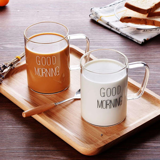 Good Morning Printed Glass Mugs(2 pcs) - MASTER SUPPLIES