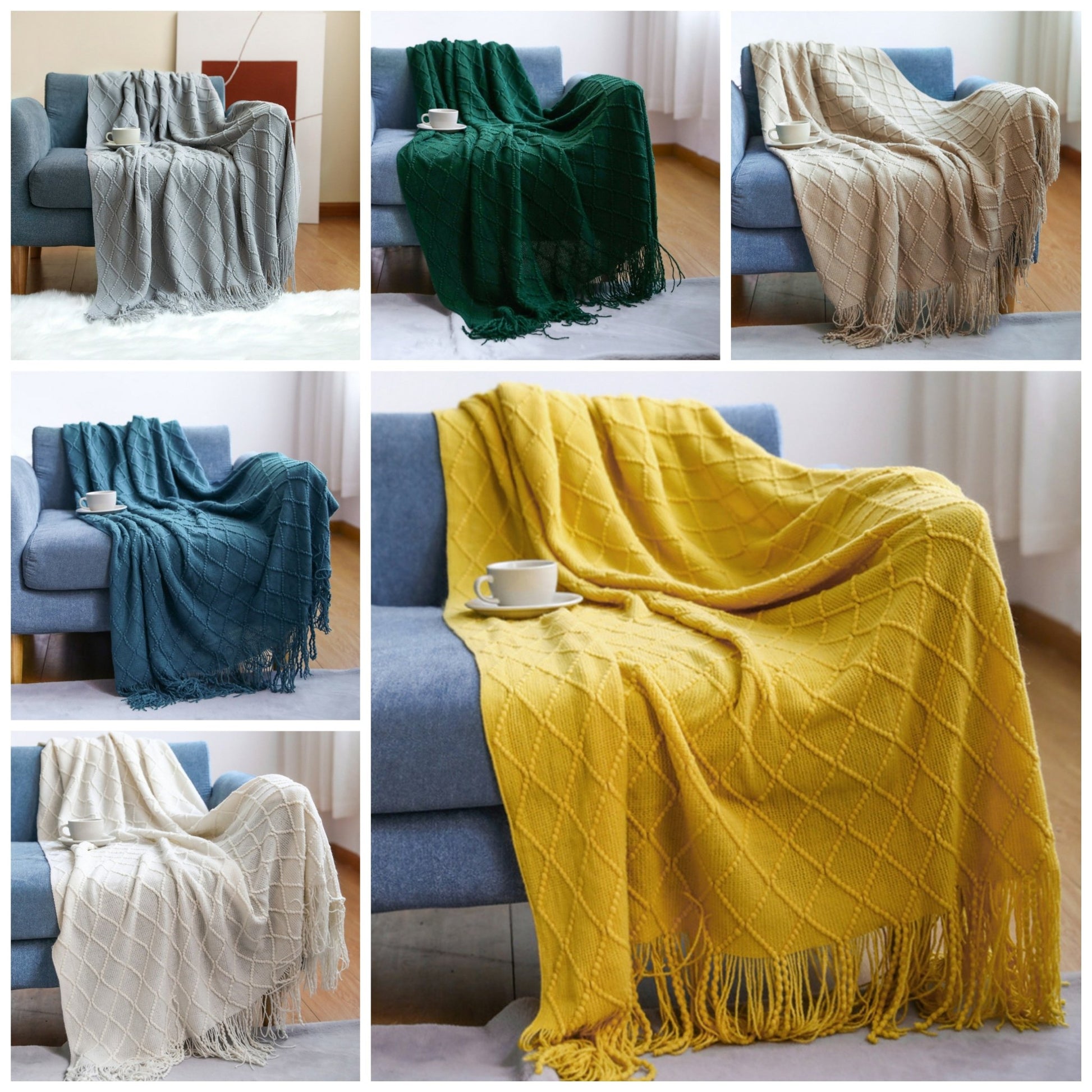 Knitted throw blankets with tassel - MASTER SUPPLIES