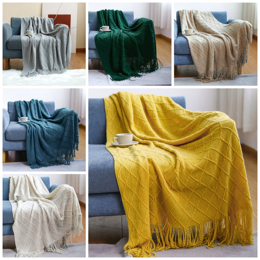 Knitted throw blankets with tassel - MASTER SUPPLIES