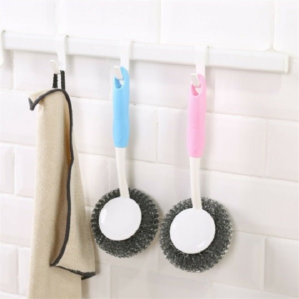 *Long Handle Steel Wire Magic Sponge Ball Dishwashing Brush* - MASTER SUPPLIES