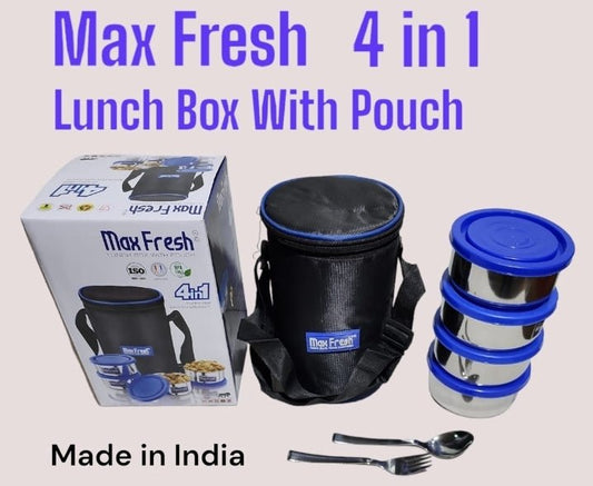 Max fresh 4 in 1 Stainless Steel Lunch box - MASTER SUPPLIES