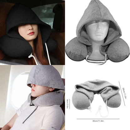 Microfiber Travel Neck Pillow with Hoodie - MASTER SUPPLIES